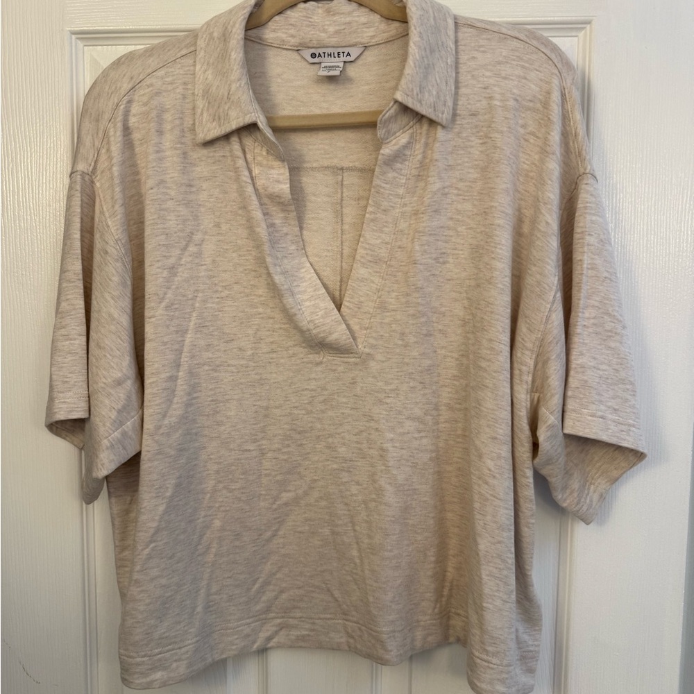Athleta Women's Beige Short Sleeve Top